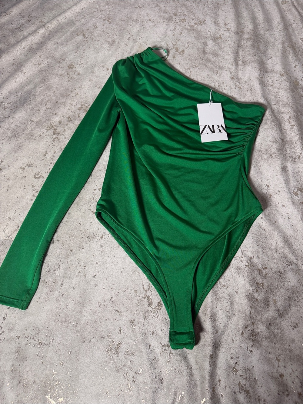 ZARA Emerald Green One-Shoulder Kids Bodysuit